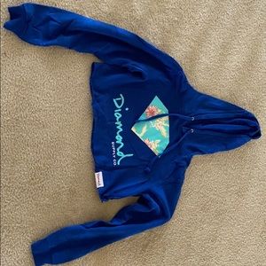 Diamond supply co cropped blue hoodie